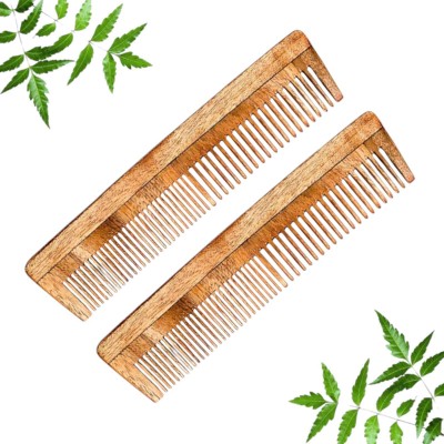 MICLAC Hair oiling massager - 2Pcs, Wooden Dual Tooth Comb