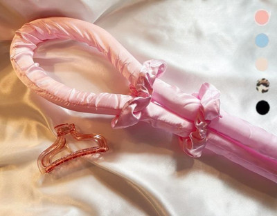 glowara Heatless Satin Foam Hair Curler for Soft Bouncy wavy Curls No Damage Hair Curler(Pink)