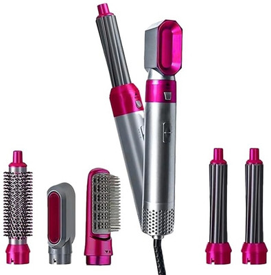 KRITAM 5 IN 1 Hot Air Styler Hair Dryer Comb Multifunctional Styling Hair Straightener Hair Curler(Pink, Purple)