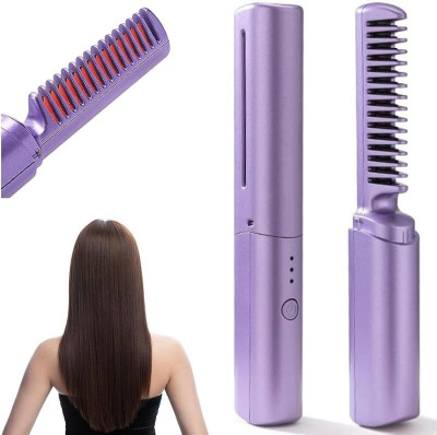 DrizzilingStar Portable Cordless Hair Straightener Rechargeable Mini Flat Ironwith USB Charging Hair Straightener Brush(Purple)