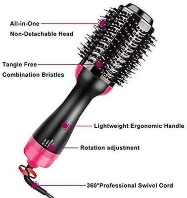 ND BROTHERS One Step Hair Dryer, 4 in 1 Hot Air Brush for Drying, Straightening ND66 Hair Curler(Multicolor)