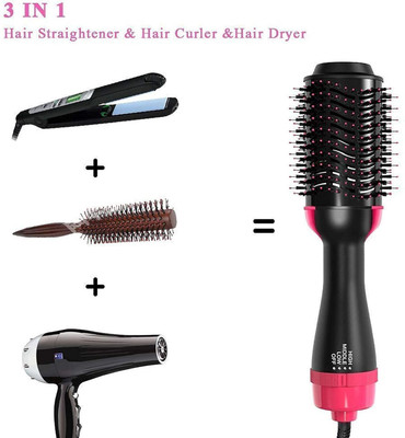 PRATYANG 3IN1 Hair Straightener, Hair Curling, Hair Dryer, On Step Hair Dryer P82 Hair Dryer(1000 W, Black, Pink)