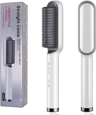 CHG Straightener Brush Hot Iron Brush with Built-in Comb, 5 Temp Settings Hair Curler(Multicolor)