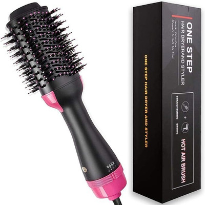 MSNB 4 in 1 Electric Hot Air One Step Hair Blow Dryer Comb Volumizer Brush-001 Hair Curler(Black,Pink)