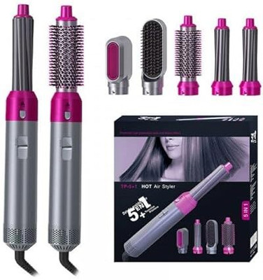 KRITAM 5 in 1 Hair Dryer, Styling Brush & Straightener, Volumizer, Hot Air Styler Hair Curler(Pink, Purple)