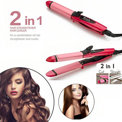 classy culture Professional Ceramic Plate Hair Curler Cum Hair Straightener for Women Hair Curler(Pink)