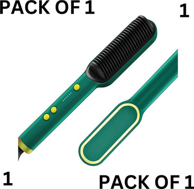 CHG Hair Straightener Brush, Ionic Hair Straightener 2 in 1, Fast Heating F_Z3 Hair Curler(Green)