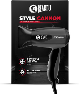 BEARDO Style Cannon Ultracompact Foldable | Thermo Protect Technology | Hair Dryer(1000 W, Black)