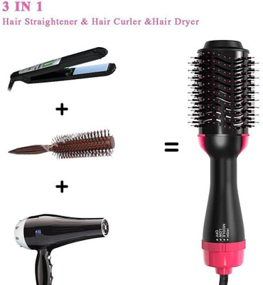 DN BROTHERS One Step Hair Dryer, 4 in 1 Hot Air Brush for Drying, Straightening D64 Hair Curler(Multicolor)