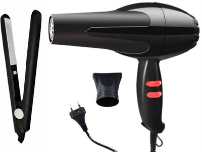 Oximus Professional-Grade Hair with hair Straightener Combo Hair Dryer(1800 W, Black)