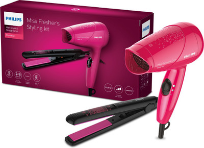 PHILIPS HP8643/46 Hair Straightener + Hair Dryer(1000 W, Pink, Black)