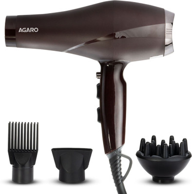 AGARO HD-1120 Professional, Hot & Cold Air, 2 Speed & 3 Temperature Setting Hair Dryer(2000 W, Black, Brown)