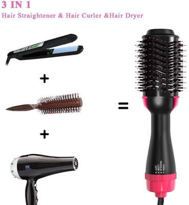 ND BROTHERS 3IN1 Hair Straightener, Hair Curling, Hair Dryer, Step Hair Dryer ND102 Hair Dryer(1000 W, Black, Pink)