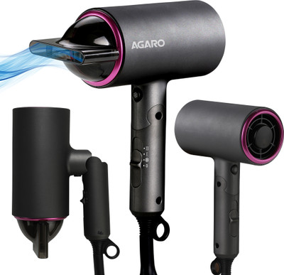 AGARO HD-1214 Premium Dryer with 3 Temperature Settings & Cool Shot Button Hair Dryer(1400 W, Black)