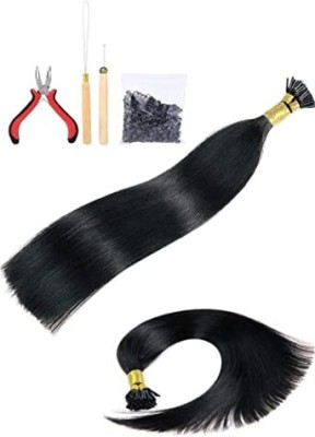 FLUSHIA i Tip Remy Human  Extensions 50 Strands Black With 100p Micro Ring &Tool Kit Hair Extension