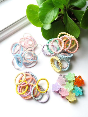 LYTIX Pack of 30  Claws &  Ties Soft Elastic Bands Mini Claw Stylish Ponytail Hair Extension