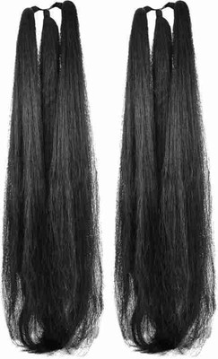 MAYAKSH 24inch Black Colour 2p Set Artificial  Extension Hair Extension
