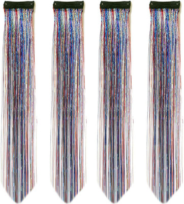 D-DIVINE 4pc Straight Glitter  Streak Multicolor Extension Hair Extension