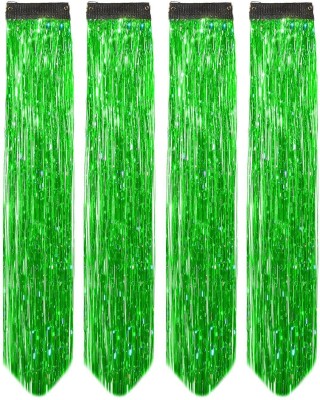 Getvock 4pc Glitter  Streak/ Extensions For Women (GREEN) Hair Extension