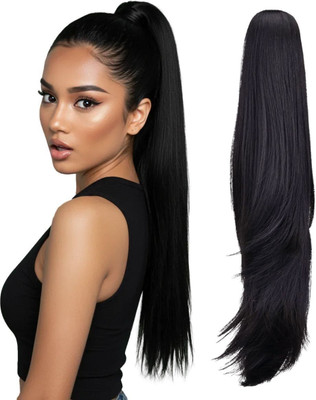 RefynHair Women Black Long Claw Natural Looking Ponytail Synthetic piece Extension Hair Extension