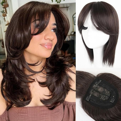 CAMOLA DEVA 2clip natural brown topper with fringe Hair Extension