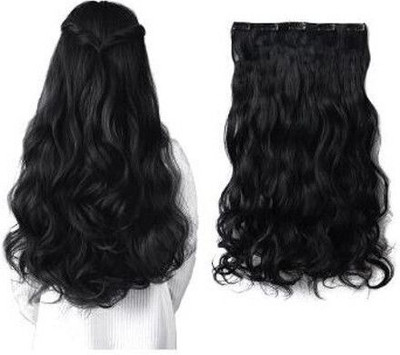 TRESS Silky Soft Extensions And Wigs Women Wavy Extension 5 Clips in Black Hair Extension
