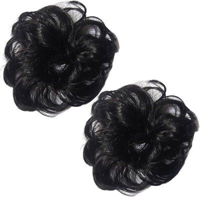 LYTIX 2 Pcs Messy  Bun Extensions with Elastic Rubber Band Wavy Synthetic Ponytail Hair Extension