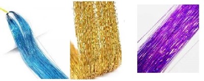 El Cabell 3Pcs hair Tinsel Glitter hair Strips Sparkle hair Shiny Colourful Hair Extension