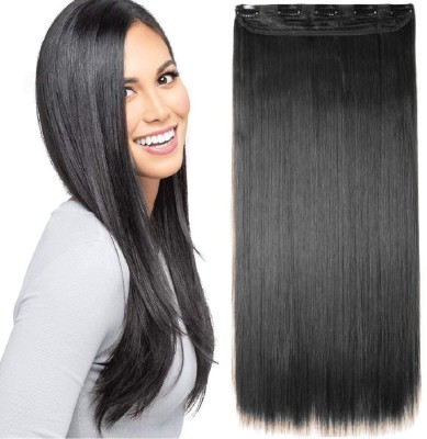 blush story High Quality Natural Black Straight  Extension for Women (Pack of 2) Hair Extension