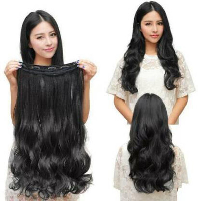 D-DIVINE Black Clip in Wavy Hair Extension