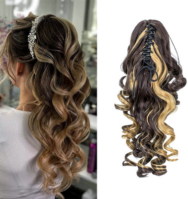 D-DIVINE  Extension Clutcher based Synthetic Ponytail  Extension (Highlighted) Hair Extension