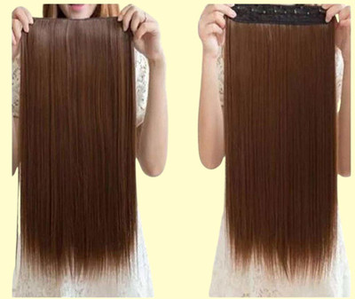 Chronex NEW 5 Clips Based Natural Feel Straight 26Inches Brown & Red  Extension/Wig Hair Extension