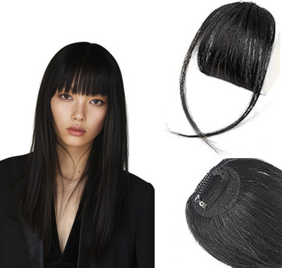 D-DIVINE Clip in Bangs- Fake Bangs Synthetic  Extensions, Black (Pack of 1) Hair Extension