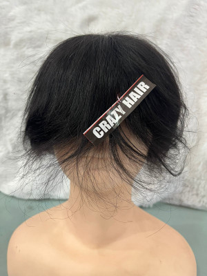 Crazy Hair Mono  Patch for Men Human  Wig Toupee Mono Base 6 inch For Men Black 7x5 Hair Extension