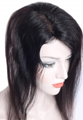 Ritzkart  Topper 22inch 5x5 Straight Double layer Skin  Pieces Black remi Human  Hand Made Clip In Crown piece Covering topper  Tape Toupee Wigs For Women Hair Extension