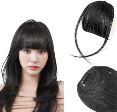 VIVIAN Black Clip in Bangs- Synthetic  Bangs Clip in  Extensions (Pack of 1) Hair Extension