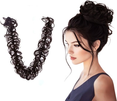 Getvock Quality Brown frill Funky messy party hair bride bun for ponytail Hair Extension