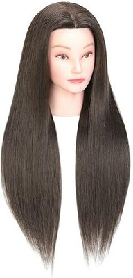 Rawal Mannequin Doll Head with Table Clamp for  Styling Practice Braiding, Brown Hair Extension