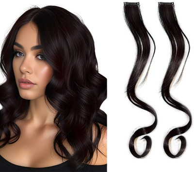 D-DIVINE 2Pcs Wavy Side Bang Clip in Bangs Synthetic  Side (Brown Color) Hair Extension