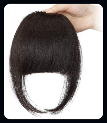 Hamsri Front  Bangs Clip on Real  Natural Blunt Cut For Women & Girl-N Hair Extension
