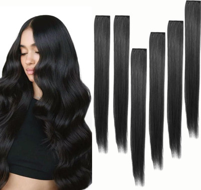 SS clipextension Indian Look  Extension 6 Clip Easy To wear 22 Inch Pack Of 6 Hair Extension