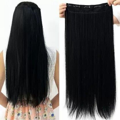 TRESS Pemium Quality 5 Clips Based Extension For Women (Black ,24 Inches) Hair Extension