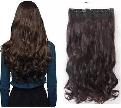 TRESS Women's Natural Brown 5 Clip in Wavy/Curly Extension (Brown) Hair Extension