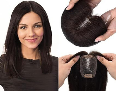 D-DIVINE Slip Based 2 Clip  Topper Extension/Crown  Closure Brown Hair Extension