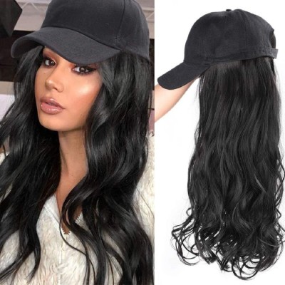 DreamExim Curly soft black hair wig with cap Hair Extension