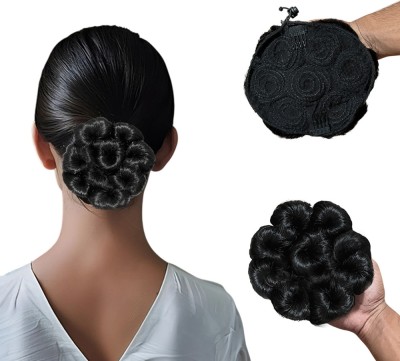 Blushia Messy Bun  Piece Synthetic  Extension With Elastic Rubber (Black) Hair Extension