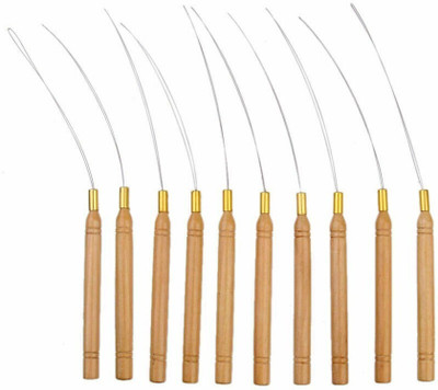 LeModish 10 Pcs  Extension Hook Pulling Tool Needle Threader Micro Ring Beads Loop Hair Extension