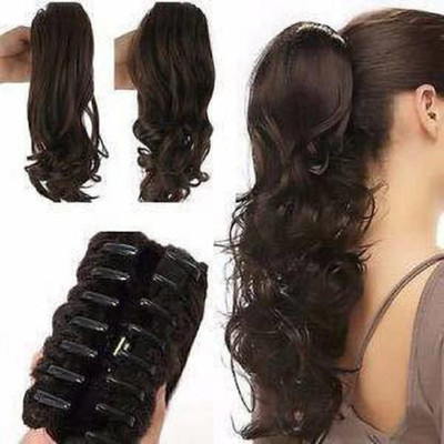 TRESS Curly Ponytail Brown  Clutcher Extension| Lighter Weight Curly  Ponytail Hair Extension
