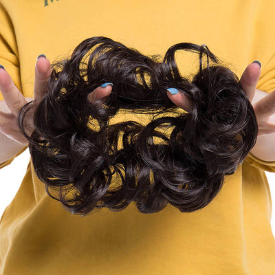 A B S Messy Bun  Piece Wavy Curly Scrunchies Synthetic Brown Ponytail Hair Extension