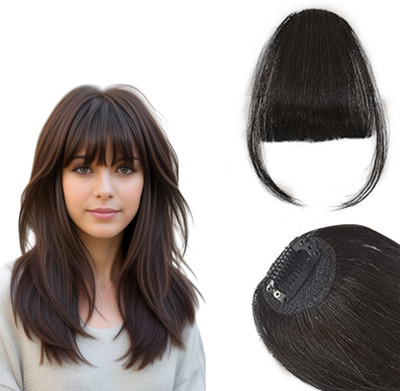 DELUXE Clip in Bangs- Synthetic  Bangs Clip in  Extensions, Brown Hair Extension